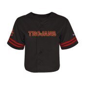 USC Trojans Women's Hype and Vice Black Cropped Baseball Jersey